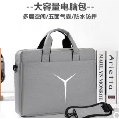 古思龍適用惠普聯(lián)想15.6寸16英寸筆記本手提單肩電腦包 灰色白Y型